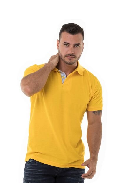 Camiseta Tipo Polo Basica Para Hombre Amarilla Hamer