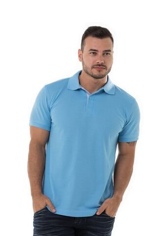 Camiseta Tipo Polo Basica Para Hombre Azul Claro Hamer Hamer