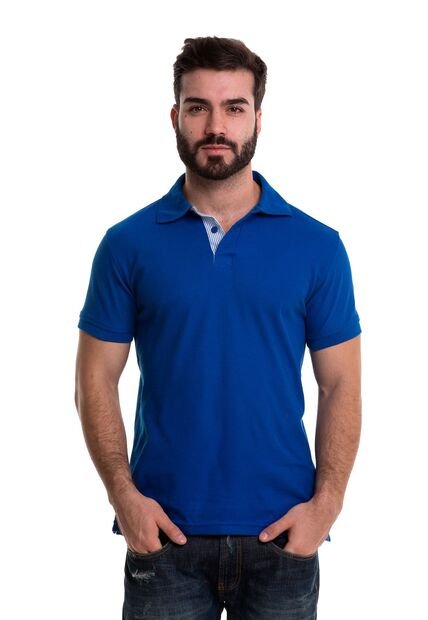 Camiseta Tipo Polo Basica Para Hombre Azul Rey Hamer