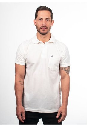 Camiseta Tipo Polo Con Bolsillo Para Hombre Marfil Hamer