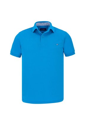 Camiseta Tipo Polo Bordada Para Hombre Turquesa Hamer