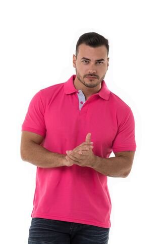 Camiseta Tipo Polo Basica Fucsia Claro Para Hombre Hamer Hamer