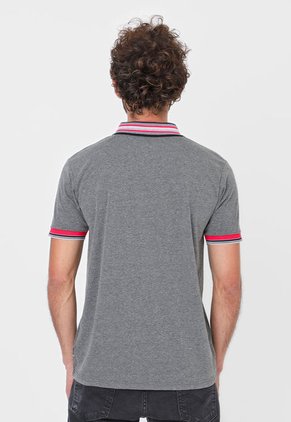 Camiseta Polo Gris-Fucsia-Negro HANG TEN