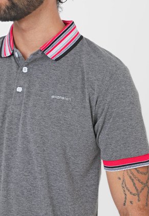 Camiseta Polo Gris-Fucsia-Negro HANG TEN