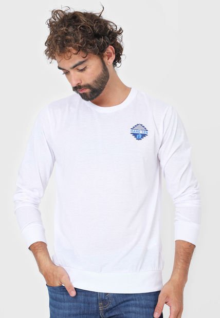 Camiseta Manga Larga Blanco-Azul HANG TEN