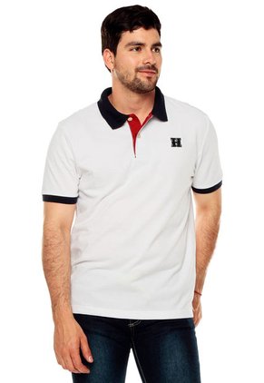 Camiseta Polo Blanco-Azul Harvard