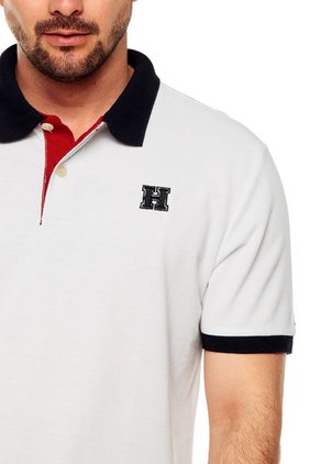 Camiseta Polo Blanco-Azul Harvard