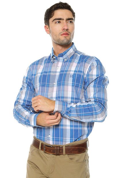 Camisa Azul-Blanco Harvard