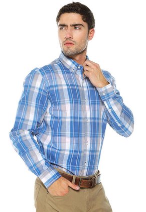Camisa Azul-Blanco Harvard