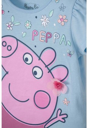Camiseta De Peppa Pig Manga Corta Azul Clara Para Niña 2T A 5T 3T