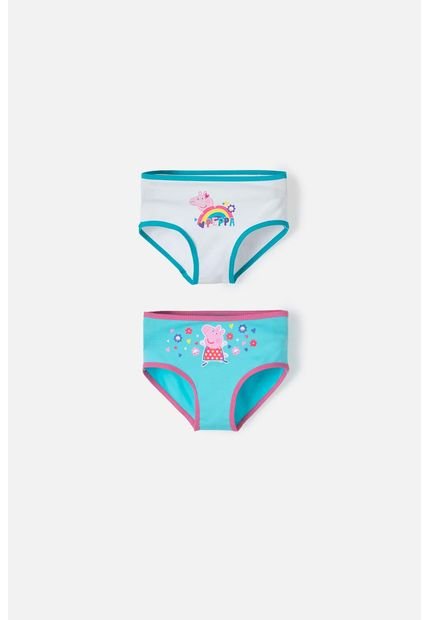 Pack X2 Panties De Peppa Pig Blanco Y Turquesa Para Niña 2T A 5T 4T