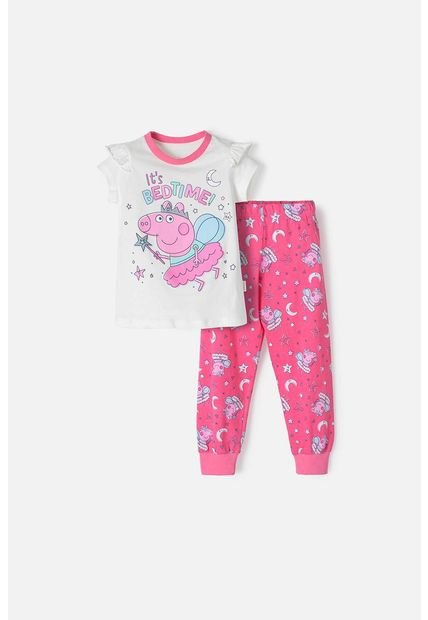 Pijama Peppa Pig Con Pantalón Largo Marfil Y Rosado Para Niña 2T A 5T 5T