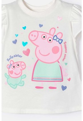 Camiseta De Peppa Pig Marfil Estampada En Frente Para Niña 2T A 5T 4T