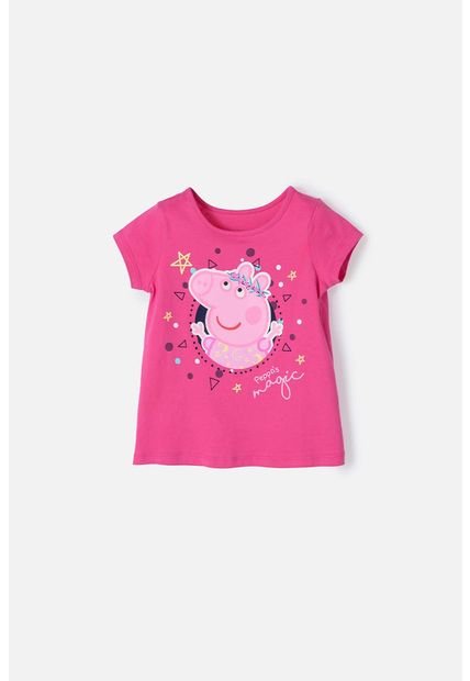 Camiseta De Peppa Manga Corta Rosada Para Niña 2T A 5T 5T