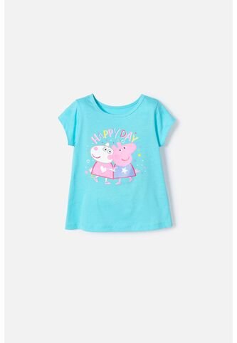 Camiseta De Peppa Pig Manga Corta Azul Para Niña 2T A 5T 2T Hasbro