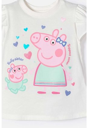 Camiseta De Peppa Pig Marfil Estampada En Frente Para Niña 2T A 5T 3T