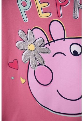 Camiseta De Peppa Pig Rosada Con Estampado Brillante Para Niña 2T A 5T 4T