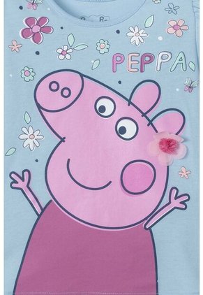 Camiseta De Peppa Pig  Manga Corta Azul Clara Para Niña 2T A 5T 3T