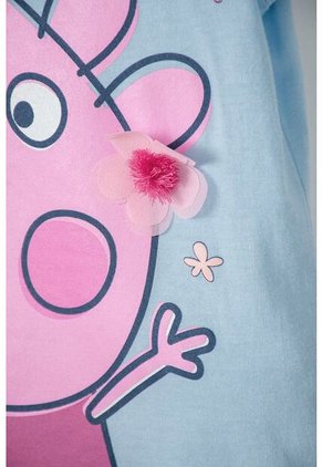 Camiseta De Peppa Pig  Manga Corta Azul Clara Para Niña 2T A 5T 3T