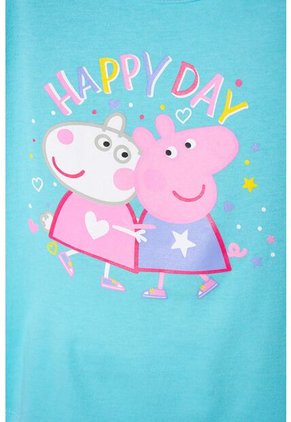 Camiseta De Peppa Pig Manga Corta Azul Para Niña 2T A 5T 5T