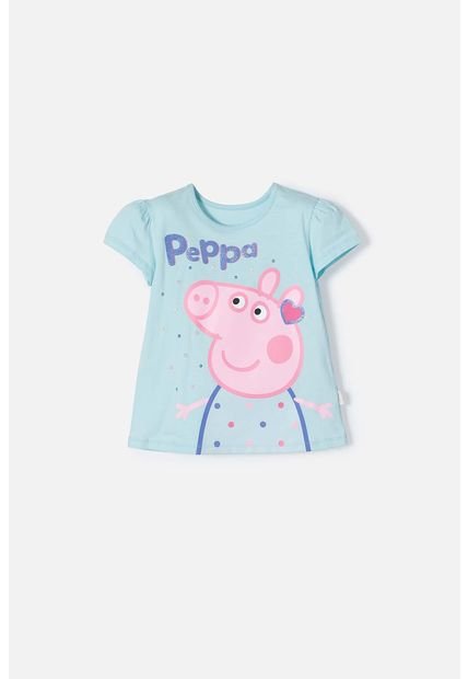 Camiseta De Peppa Pig Azul Estampada En Frente Para Niña 2T A 5T 5T