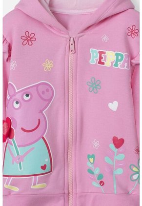 Buzo De Peppa Pig Rosado Abierto Con Capucha Para Niña 2T A 5T 3T