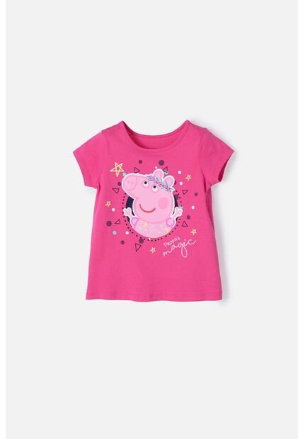 Camiseta De Peppa Manga Corta Rosada Para Niña 2T A 5T 4T