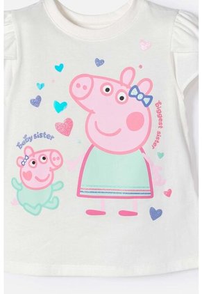 Camiseta De Peppa Pig Marfil Estampada En Frente Para Niña 2T A 5T 4T