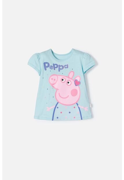 Camiseta De Peppa Pig Azul Estampada En Frente Para Niña 2T A 5T 5T