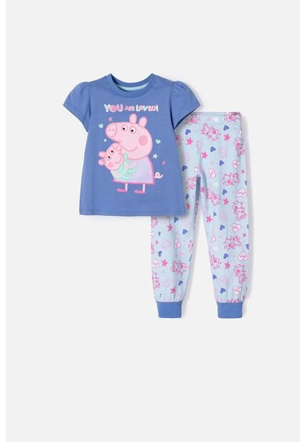 Pijama De Peppa Pig Multicolor De Camiseta Manga Corta Para Niña 2T A 5T 3T