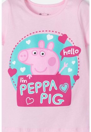 Camiseta De Peppa Pig Manga Corta Rosada Para Niña 2T A 5T 3T