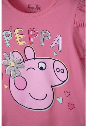 Camiseta De Peppa Pig Rosada Con Estampado Brillante Para Niña 2T A 5T 4T
