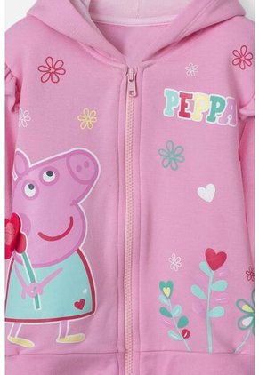 Buzo De Peppa Pig Rosado Abierto Con Capucha Para Niña 2T A 5T 3T