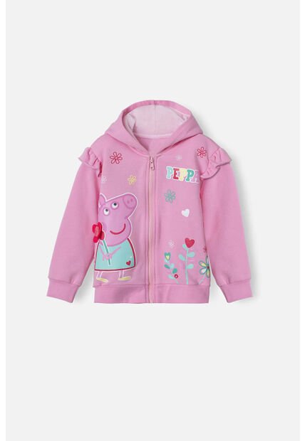 Buzo De Peppa Pig Rosado Abierto Con Capucha Para Niña 2T A 5T 5T