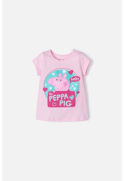 Camiseta De Peppa Pig Manga Corta Rosada Para Niña 2T A 5T 5T