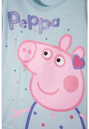 Camiseta De Peppa Pig Azul Estampada En Frente Para Niña 2T A 5T 5T