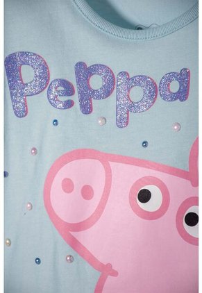 Camiseta De Peppa Pig Azul Estampada En Frente Para Niña 2T A 5T 5T