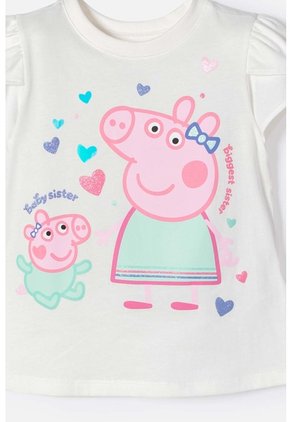 Camiseta De Peppa Pig Marfil Estampada En Frente Para Niña 2T A 5T 5T