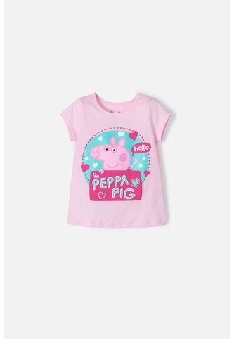 Camiseta De Peppa Pig Manga Corta Rosada Para Niña 2T A 5T 4T Hasbro