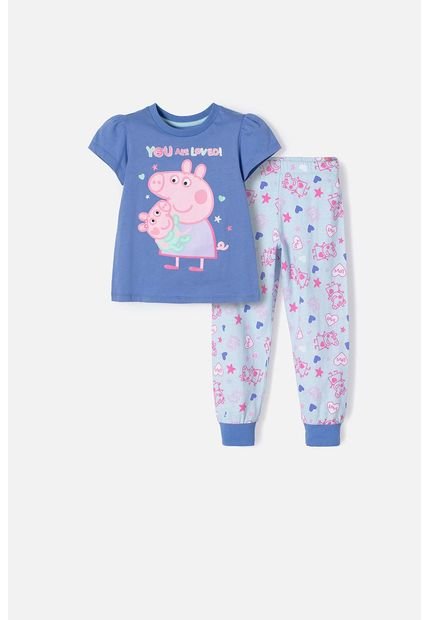 Pijama De Peppa Pig Multicolor De Camiseta Manga Corta Para Niña 2T A 5T 5T