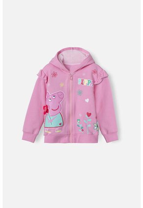 Buzo De Peppa Pig Rosado Abierto Con Capucha Para Niña 2T A 5T 4T