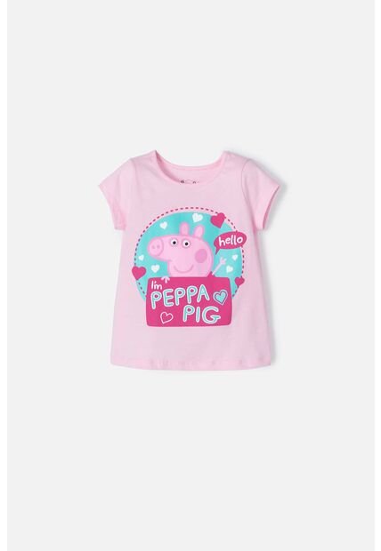 Camiseta De Peppa Pig Manga Corta Rosada Para Niña 2T A 5T 2T