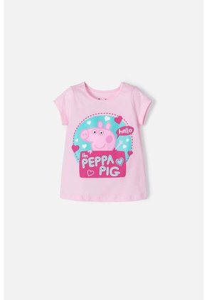 Camiseta De Peppa Pig Manga Corta Rosada Para Niña 2T A 5T 2T