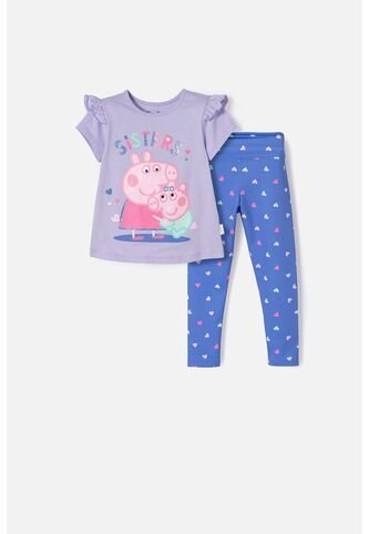 Conjunto De Peppa Pig Lila Y Morado Con Legging Para Niña 2T A 5T 2T Hasbro