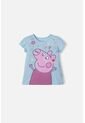 Camiseta De Peppa Pig  Manga Corta Azul Clara Para Niña 2T A 5T 5T de Hasbro