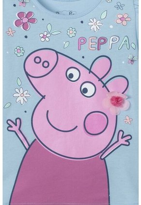 Camiseta De Peppa Pig  Manga Corta Azul Clara Para Niña 2T A 5T 5T