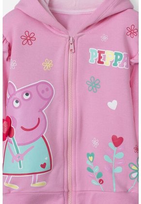 Buzo De Peppa Pig Rosado Abierto Con Capucha Para Niña 2T A 5T 2T
