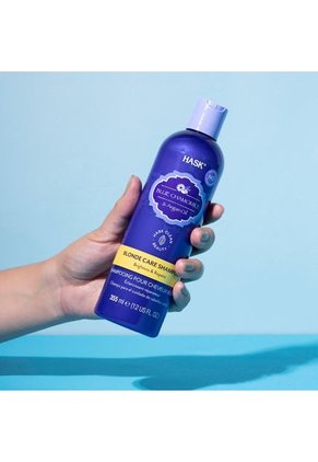 Shampoo Hask Para Cabellos Rubios Con Manzanilla Azul Y Aceite De Argán 355ml
