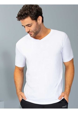 Camiseta Básica Hombre Cuello V Blanco Hawai-Haby