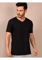 Camiseta Básica Hombre Cuello V Negro de Hawai-Haby